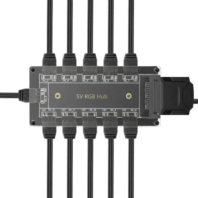 Alt view image 2 of 7 - WRIARICH 10-Port 3Pin 5V RGB LED Splitter Hub with 50CM Extension Cable