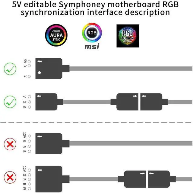 Alt view image 6 of 7 - WRIARICH 10-Port 3Pin 5V RGB LED Splitter Hub with 50CM Extension Cable