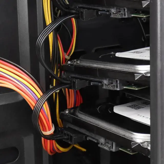 Alt view image 3 of 7 - WRIARICH LP4 4-Pin IDE to 6-Port SATA 15Pin Power Splitter Cable for PC Server HDD SSD