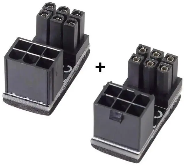 Alt view image 4 of 6 - WRIARICH 180 Degree Angled ATX 6Pin Female to Male GPU Power Adapter for Desktop Graphics Cards