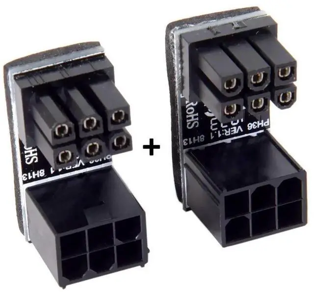 Alt view image 6 of 6 - WRIARICH 180 Degree Angled ATX 6Pin Female to Male GPU Power Adapter for Desktop Graphics Cards