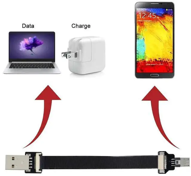Alt view image 3 of 7 - WRIARICH 1.0M Flat Ribbon Micro USB Male to Male Extension Cable | USB2.0 Flexible Flex Cord