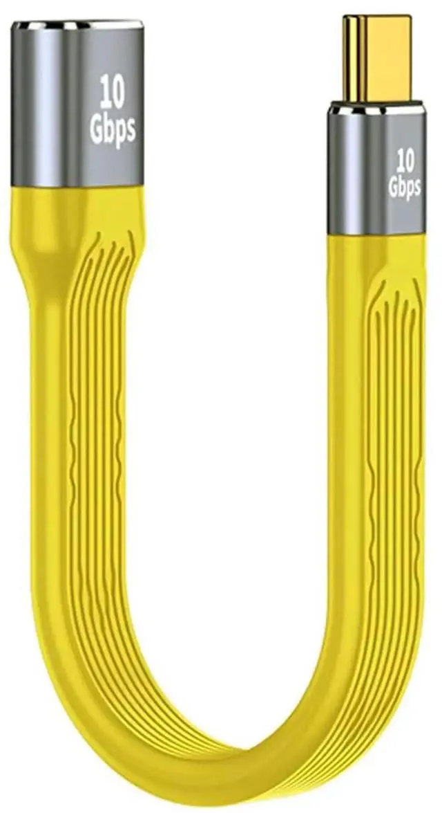 Main image of WRIARICH 13cm Yellow Slim FPC Flat USB3.1 Gen2 Type-C Male Host to USB3.0 A Female OTG Cable | 10Gbps High Speed