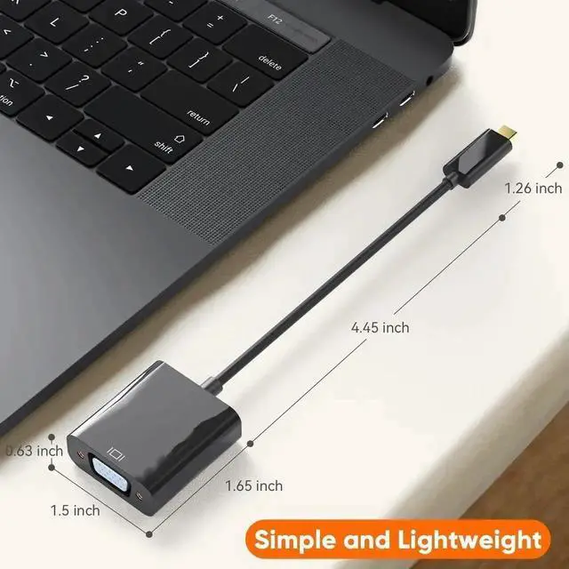 Alt view image 4 of 7 - WRIARICH USB C Male to VGA Female Adapter 1080P@60Hz, Thunderbolt 3/4 Type C to VGA Converter Black Compatible with iPhone 15 Plus/15 Pro Max, MacBook Pro, iPad Pro, Surface Book 2