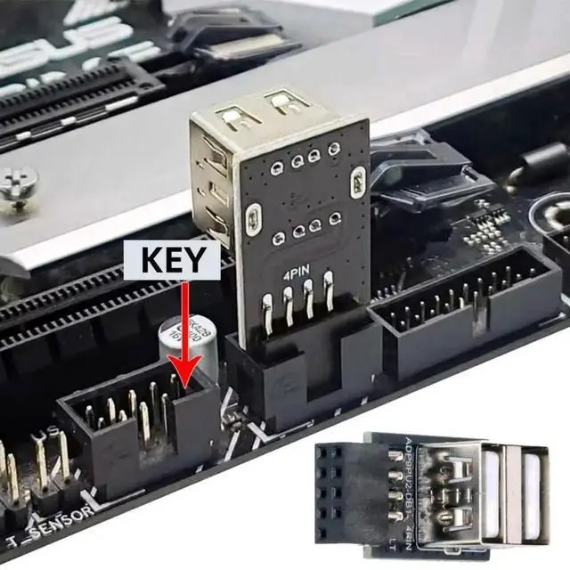 Alt view image 3 of 7 - WRIARICH 2-Pack Horizontal 9/10Pin Motherboard Header to Dual USB 2.0 Female Adapter, Internal Mainboard USB 2.0 Converter for DIY PC, Gaming Cases
