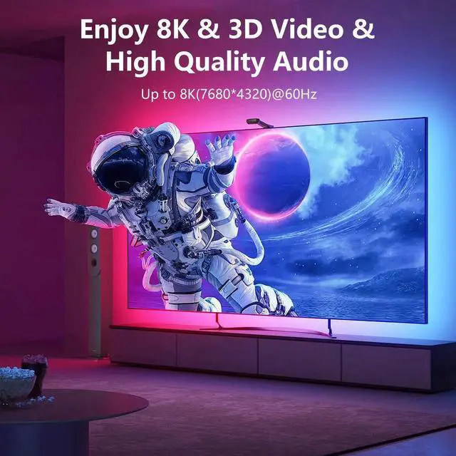 Alt view image 7 of 7 - WRIARICH 3FT/0.9M Coiled Mini HDMI to HDMI 2.1 Cable, 48Gbps Ultra High Speed Cord Supports 8K, 4K, 3D & Dynamic HDR for Cameras, PCs, TVs, Monitors & Projectors