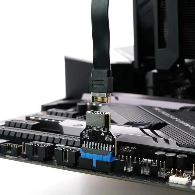 Alt view image 2 of 7 - WRIARICH 180 Degree 19-Pin USB 3.0 Header to 20-Pin Type-C A-Key Adapter, Internal Header Converter for PC Front Panel Type-E Port Extension