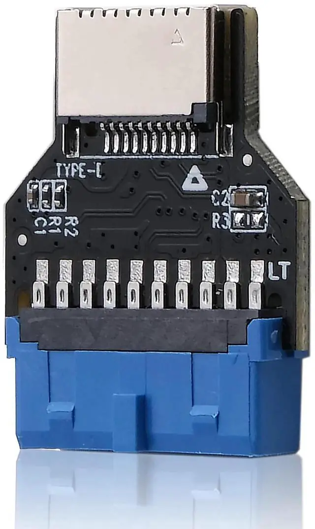 Alt view image 6 of 7 - WRIARICH 180 Degree 19-Pin USB 3.0 Header to 20-Pin Type-C A-Key Adapter, Internal Header Converter for PC Front Panel Type-E Port Extension