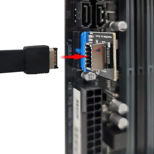 Alt view image 3 of 6 - WRIARICH USB 3.0 19-Pin Header to USB 3.1/3.2 Type-C A-Key 20-Pin Adapter, Internal Front Panel Converter for PC Motherboard