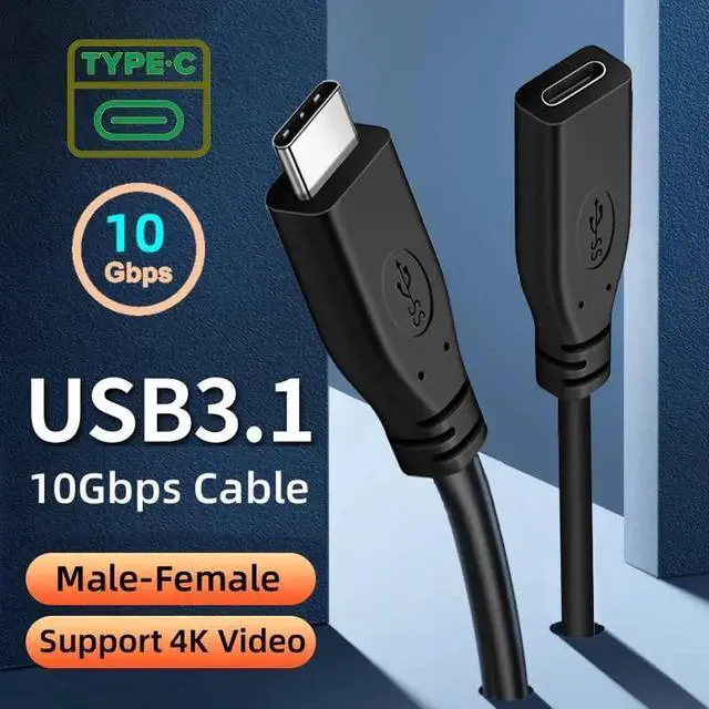Alt view image 4 of 7 - WRIARICH 2M USB 3.1 Type-C Male to Female Extension Cable, High Speed Data & Charging Type-C Extender Cord for Laptop, Tablet & Smartphones