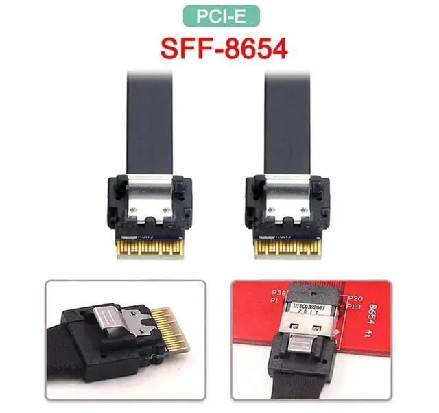 Alt view image 3 of 7 - WRIARICH 40cm SFF-8654 Male to Male Slimline SAS 4.0 Internal Cable, 38Pin 4i PCIe 4.0 Slim SAS Wire for Server RAID Controller, NVMe Backplane & Dense Compact Storage Chassis