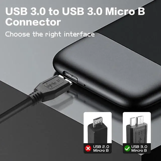Alt view image 5 of 6 - WRIARICH 3FT Y-Shape USB3.0 Type-A Dual Male to Micro-B Cable | 5Gbps High Speed Data & Extra Supplemental Power Cord for 2.5" HDD/SSD