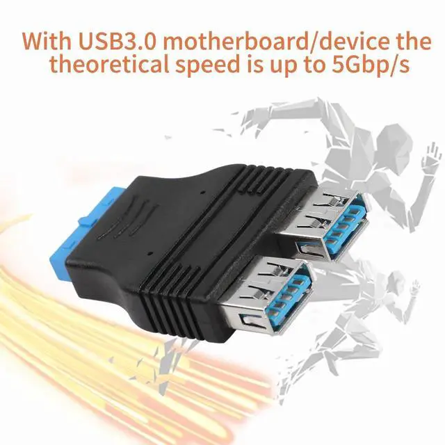 Alt view image 3 of 6 - WRIARICH 2 Pack 19Pin to Dual USB 3.0 Type A Adapter, Flat Motherboard Header Converter for PC Internal Expansion