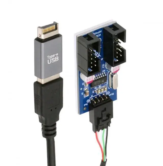 Alt view image 6 of 7 - WRIARICH USB3.1 Type-E 20Pin Male to Dual USB2.0 A Female + 9Pin/10Pin Motherboard Header Internal Hub Adapter, 1-to-2 USB Port Multiplier Splitter Cable