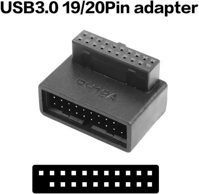 Alt view image 6 of 6 - WRIARICH 2 Pack 90 Degree USB 3.0 19/20 Pin Motherboard Adapter, L-Shaped Male to Female Right Angle Connector (PH19A+PH19B)