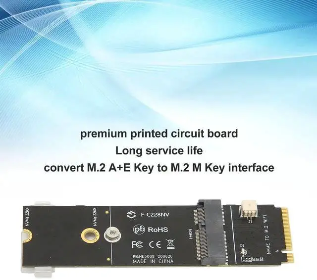Alt view image 7 of 7 - WRIARICH M.2 A+E Key to M Key Adapter Card, Retains WiFi Bluetooth, Supports M.2 NVMe SSD Expansion