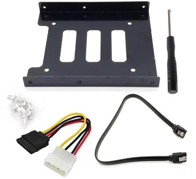 Main image of WRIARICH 2.5" to 3.5" Metal HDD Mounting Bracket with IDE 4P to SATA 15P & SATA 3.0 Cables, Black Hard Drive Adapter for Desktop & Server SSD/HDD