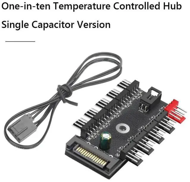 Alt view image 4 of 4 - WRIARICH 1-to-10 Chassis Fan Splitter Hub, Supports 3Pin & 4Pin PWM Case/CPU Cooling Fans