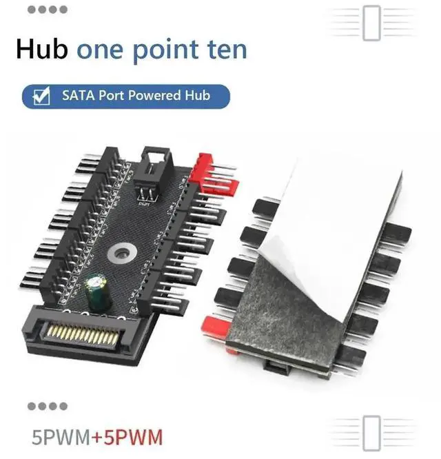 Alt view image 2 of 4 - WRIARICH 1-to-10 Chassis Fan Splitter Hub, Supports 3Pin & 4Pin PWM Case/CPU Cooling Fans