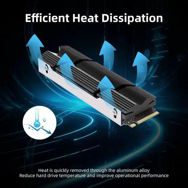 Alt view image 2 of 7 - WRIARICH Black Double-Sided Aluminum M.2 2280 SSD Heatsink with Thermal Pads, Compatible with PC & PS5 NVMe SSD