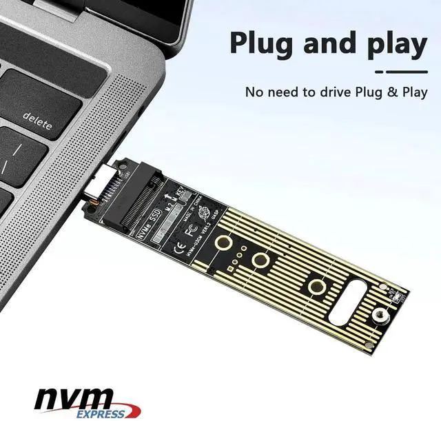 Alt view image 4 of 7 - WRIARICH USB 3.1 Gen 2 M.2 NVMe SSD Adapter, 10Gbps M-Key External SSD Reader with UASP, Supports Up to 4TB, Fits 2230/2242/2260/2280 NVMe Drives Only