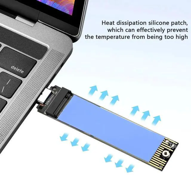 Alt view image 6 of 7 - WRIARICH USB 3.1 Gen 2 M.2 NVMe SSD Adapter, 10Gbps M-Key External SSD Reader with UASP, Supports Up to 4TB, Fits 2230/2242/2260/2280 NVMe Drives Only