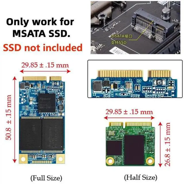 Alt view image 3 of 7 - WRIARICH Mini PCI-E mSATA to 1.8" Micro SATA 16Pin PCB Adapter