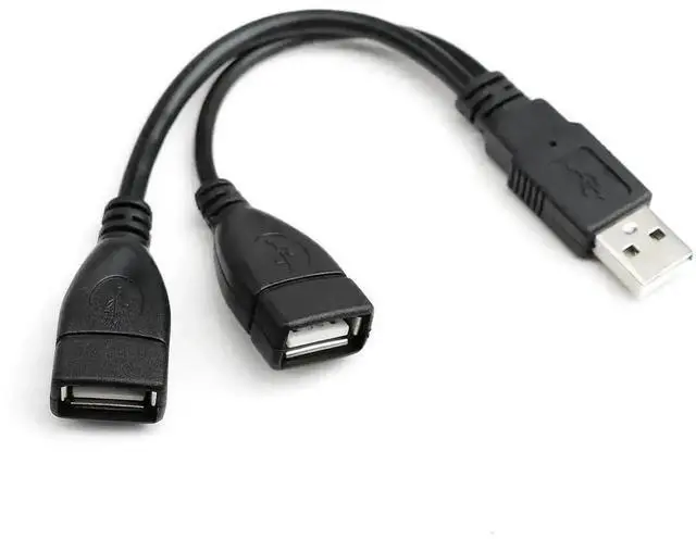 Main image of WRIARICH 0.5ft USB 2.0 A Male to Dual USB Female Y Splitter Cable, 1 Pack, Portable Hub Adapter for PC, Laptop, TV & 2.5" Portable Hard Drive