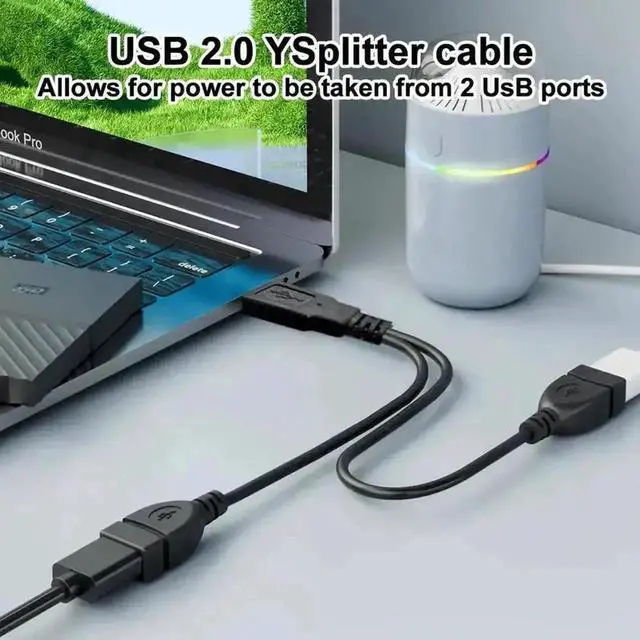 Alt view image 6 of 7 - WRIARICH 0.5ft USB 2.0 A Male to Dual USB Female Y Splitter Cable, 1 Pack, Portable Hub Adapter for PC, Laptop, TV & 2.5" Portable Hard Drive