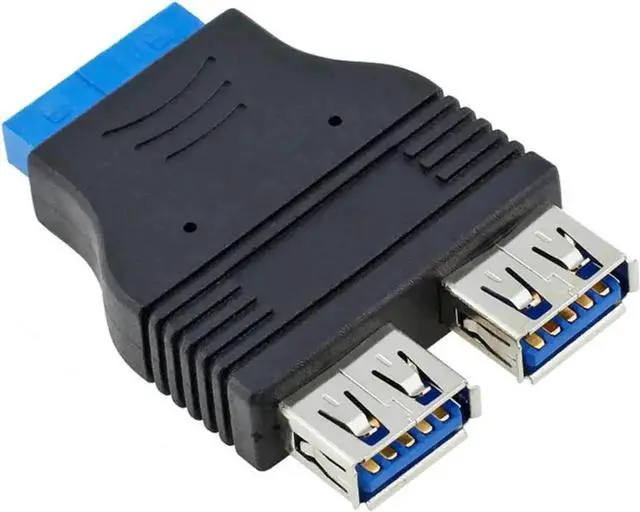 Main image of WRIARICH Dual Port USB 3.0 Internal Header Adapter, 20Pin/19Pin Motherboard Header to 2 USB-A Female Ports Extension Cable