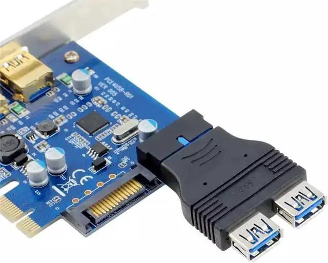Alt view image 3 of 4 - WRIARICH Dual Port USB 3.0 Internal Header Adapter, 20Pin/19Pin Motherboard Header to 2 USB-A Female Ports Extension Cable