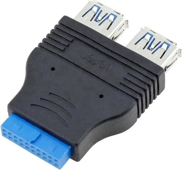 Alt view image 4 of 4 - WRIARICH Dual Port USB 3.0 Internal Header Adapter, 20Pin/19Pin Motherboard Header to 2 USB-A Female Ports Extension Cable