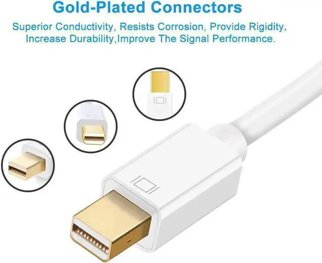 Alt view image 2 of 7 - WRIARICH White Gold-Plated Mini DisplayPort (Thunderbolt 2) to HDMI Adapter, 4K Male to Female Converter for MacBook Pro/Air, iMac & Surface Dock