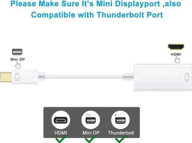 Alt view image 5 of 7 - WRIARICH White Gold-Plated Mini DisplayPort (Thunderbolt 2) to HDMI Adapter, 4K Male to Female Converter for MacBook Pro/Air, iMac & Surface Dock