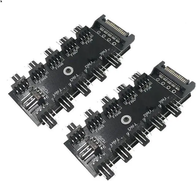 Main image of WRIARICH 2 Pack 10-Port 4-Pin PWM Fan Hub, SATA Powered Fan Splitter Adapter, Supports 3Pin/4Pin PC Case & CPU Fans with PWM Speed Regulation