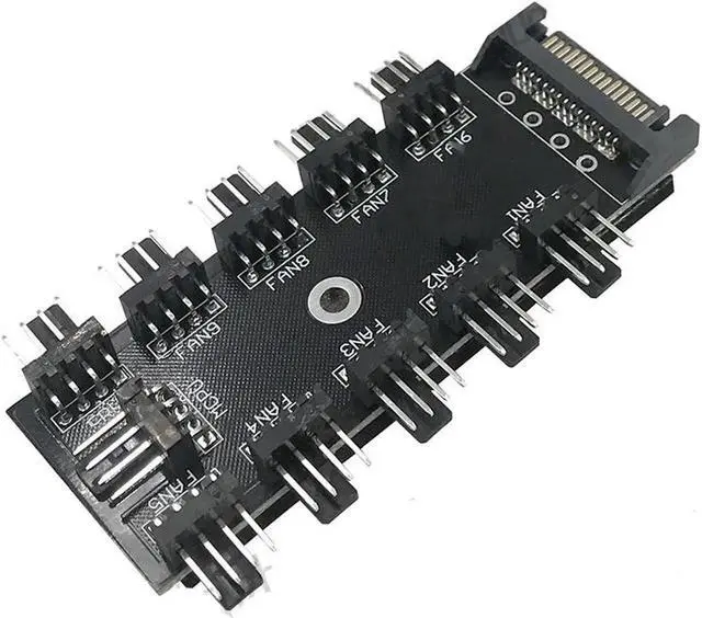 Alt view image 2 of 4 - WRIARICH 2 Pack 10-Port 4-Pin PWM Fan Hub, SATA Powered Fan Splitter Adapter, Supports 3Pin/4Pin PC Case & CPU Fans with PWM Speed Regulation