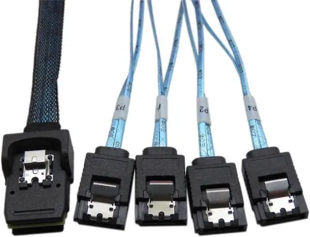 Alt view image 3 of 5 - WRIARICH 0.5M SFF-8087 36Pin Mini SAS to 4×SATA 7Pin Forward Breakout Cable with Nylon Braided Sleeve for Server RAID Controller & Backplane