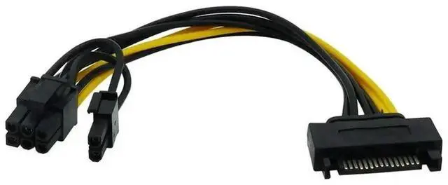 Alt view image 2 of 3 - WRIARICH 20cm SATA 15Pin to 6+2 Pin PCIe Power Adapter Cable, SATA to 8Pin GPU Power Cord for Mining Rig