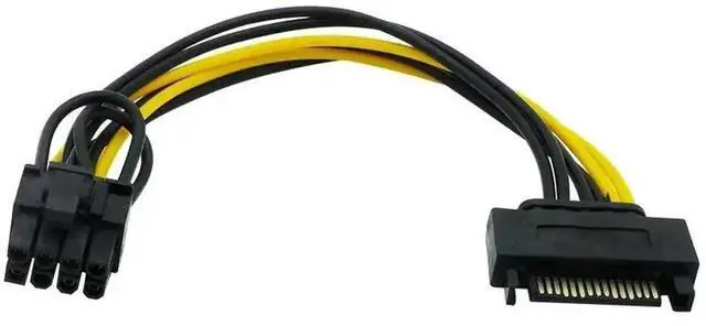 Alt view image 3 of 3 - WRIARICH 20cm SATA 15Pin to 6+2 Pin PCIe Power Adapter Cable, SATA to 8Pin GPU Power Cord for Mining Rig