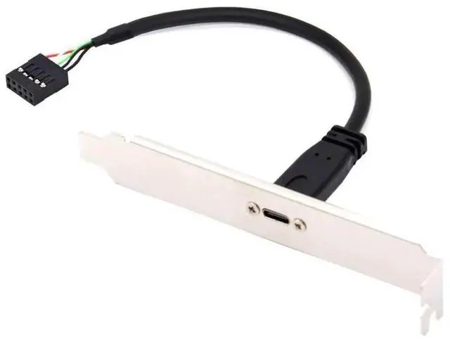 Main image of WRIARICH 17cm USB 2.0 9/10Pin Front Panel Header Male to USB-C Female Extension Cable with 12cm PCIe Slot Bracket