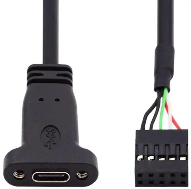Alt view image 5 of 6 - WRIARICH 17cm USB 2.0 9/10Pin Front Panel Header Male to USB-C Female Extension Cable with 12cm PCIe Slot Bracket