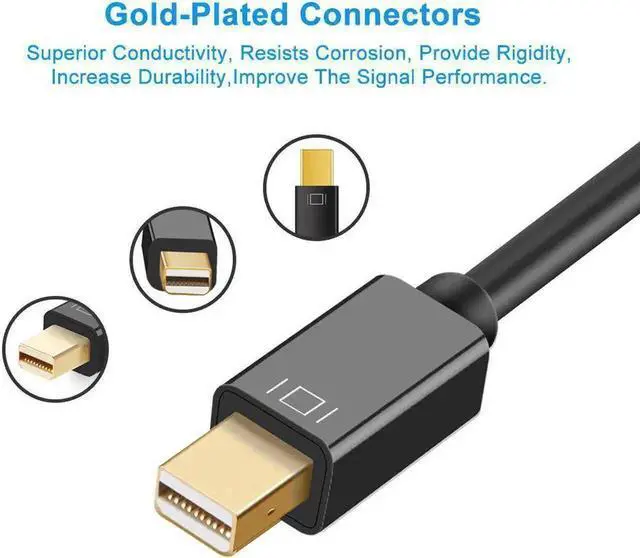 Alt view image 4 of 7 - WRIARICH Gold-Plated Mini DP (Thunderbolt 2) Male to HDMI Female Adapter Support 4K For MacBook iMac Surface Dock Black