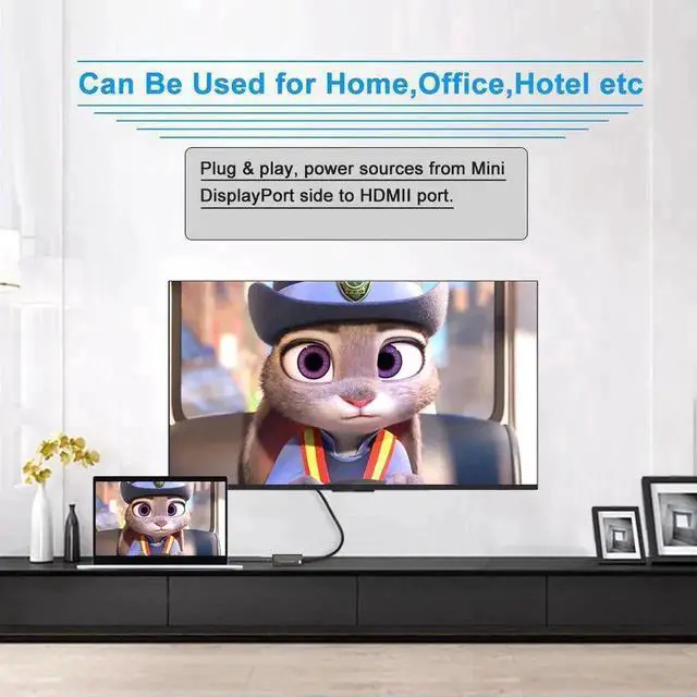 Alt view image 5 of 7 - WRIARICH Gold-Plated Mini DP (Thunderbolt 2) Male to HDMI Female Adapter Support 4K For MacBook iMac Surface Dock Black