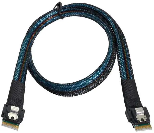 Alt view image 2 of 7 - WRIARICH 50cm SFF-8654 Male to Male Slimline SAS 4.0 Cable, 38Pin 4i PCIe Slim SAS Internal Cable, Host to Target SFF-8654 Wire for Server RAID Controller & Storage Backplane