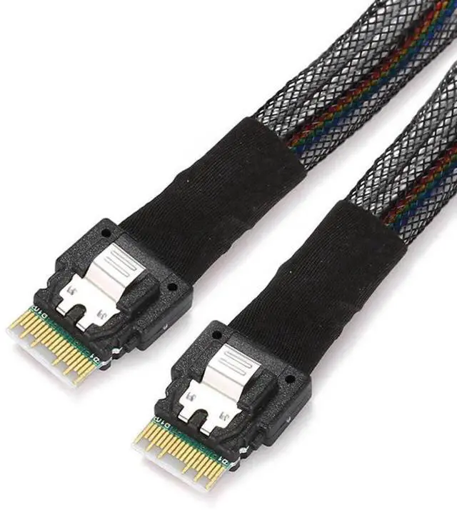 Main image of WRIARICH 50cm SFF-8654 Male to Male Slimline SAS 4.0 Cable, 38Pin 4i PCIe Slim SAS Internal Cable, Host to Target SFF-8654 Wire for Server RAID Controller & Storage Backplane