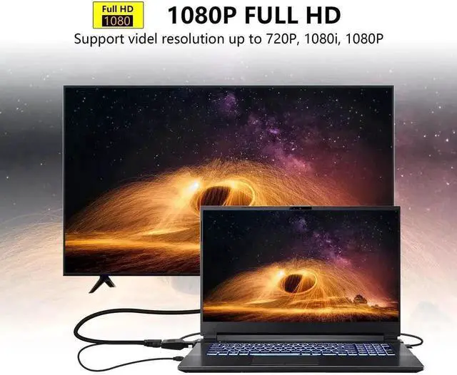 Alt view image 6 of 6 - WRIARICH 1080P VGA Male to HDMI Female Converter Cable, VGA to HDMI Adapter
