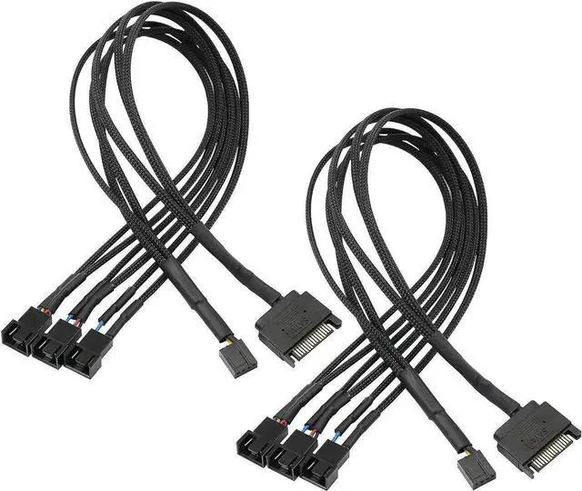 Main image of WRIARICH 2 Pack SATA Power to 3/4 Pin PWM Fan Splitter Hub, 12V Desktop Chassis Cooling Fan Power Adapter
