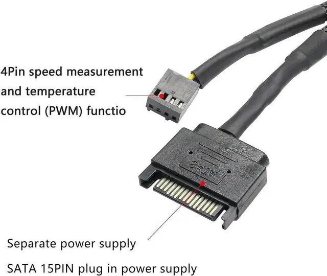 Alt view image 6 of 6 - WRIARICH 2 Pack SATA Power to 3/4 Pin PWM Fan Splitter Hub, 12V Desktop Chassis Cooling Fan Power Adapter
