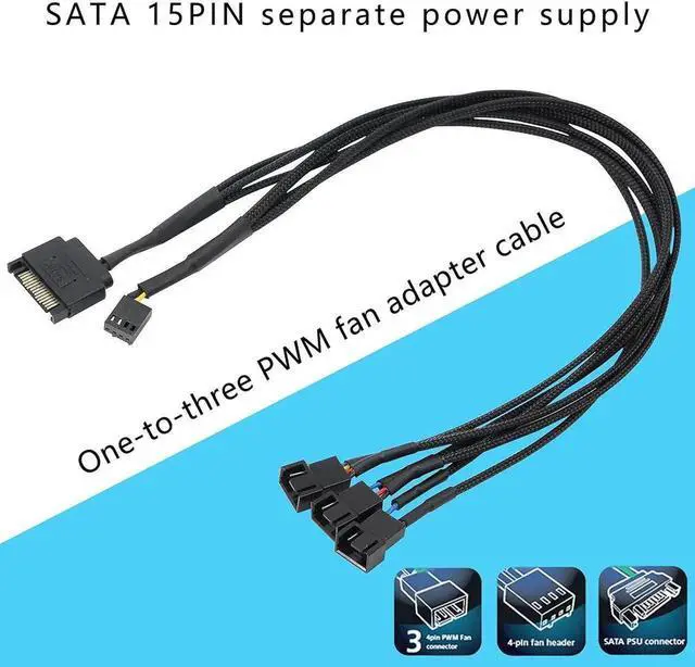Alt view image 5 of 6 - WRIARICH 2 Pack SATA Power to 3/4 Pin PWM Fan Splitter Hub, 12V Desktop Chassis Cooling Fan Power Adapter