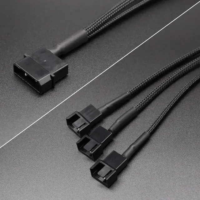Alt view image 5 of 6 - WRIARICH 2 Pack 10 Inch Molex to Triple 3Pin/4Pin PC Case Fan Splitter Power Adapter Cable